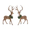 Melrose International Holiday Standing Deer Figurine With Wreath Accent (set Of 2) - Green, Brown