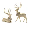 Melrose International Holidya Deer Figurine (set Of 2) - Gold, Gray