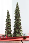 Melrose International Holly Leaf Holiday Trees With Pinecone Accents (set Of 2) - Green, Brown