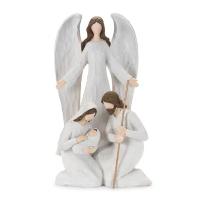 Melrose International Holy Family With Angel Statue 16"h - White, Brown