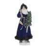 Melrose International Hooded Santa With Frosted Pine Tree (set Of 2) - Blue, White In Blue