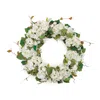 Melrose International Hydrangea And Seedum Floral Wreath 32"d - White, Green