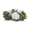 Melrose International Hydrangea Candle Ring With Glass Hurricane (set Of 2) - White, Green