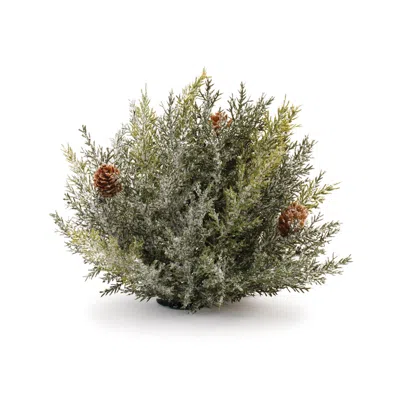 Melrose International Icy Pine Half Orb With Pinecones (set Of 2) - Green, Brown