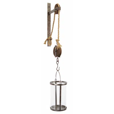 Melrose International Industrial Pulley Mounted Canister Candleholder - Grey, Grey
