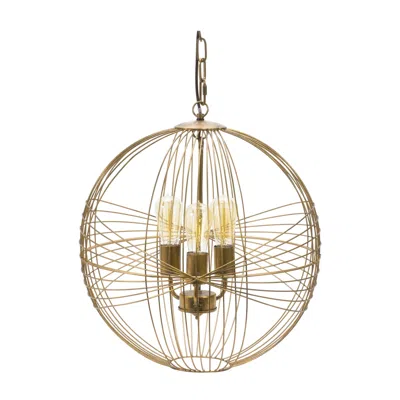 Melrose International Intricate Metal Sphere Hanging Lamp 20"d - Gold