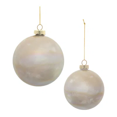 Melrose International Iridescent Cloudy Glass Ornament (set Of 12) - White, Gold