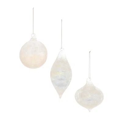 Melrose International Iridescent Cloudy Glass Ornament (set Of 6) - Gray