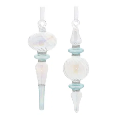 Melrose International Iridescent Finial Drop Ornament (set Of 12) - Blue