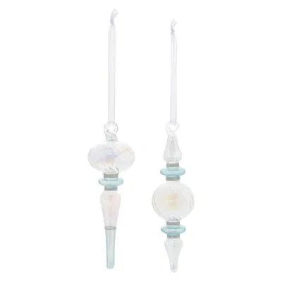 Melrose International Iridescent Finial Drop Ornament (set Of 12) In Blue