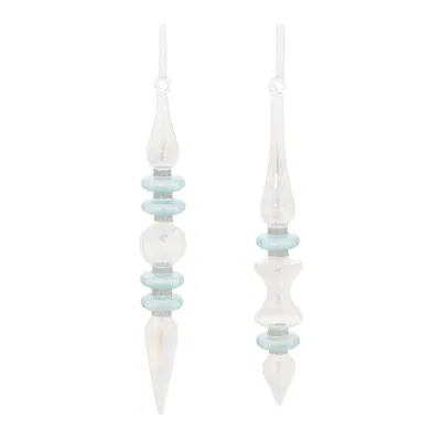 Melrose International Iridescent Finial Drop Ornament (set Of 24) - Blue