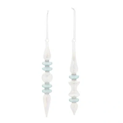 Melrose International Iridescent Finial Drop Ornament (set Of 24) In Blue