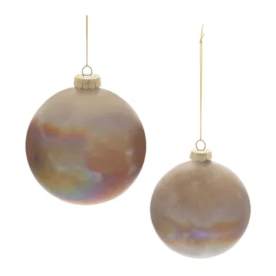 Melrose International Iridescent Glass Ball Ornament (set Of 4) - Brown