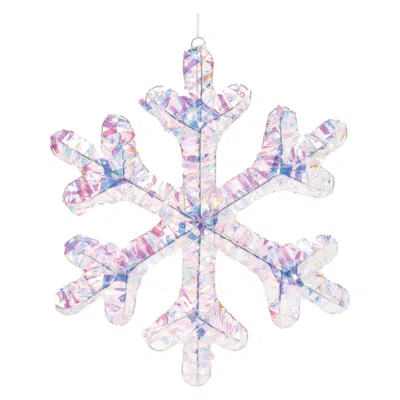 Melrose International Iridescent Led Hanging Snowflake (set Of 2) - White, Blue, Pink