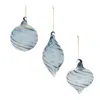 Melrose International Iridescent Swirl Glass Ornament (set Of 12) - Blue