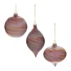 Melrose International Iridescent Swirl Glass Ornament (set Of 6) - Purple