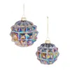 Melrose International Iridescent Textured Glass Ornament (set Of 6) - Blue, Gray