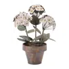 Melrose International Iron Potted Hydrangea Floral Sculpture 15"h - White, Brown