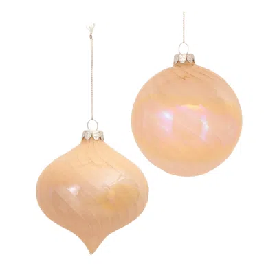 Melrose International Irredescent Glass Ornament (set Of 6) - Peach