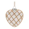 Melrose International Jeweled Glass Heart Ornament (set Of 12) - White, Gold