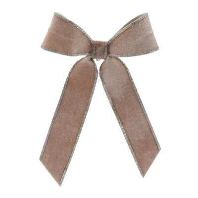 Melrose International Jeweled Holiday Bow (set Of 2) - Beige, Gray
