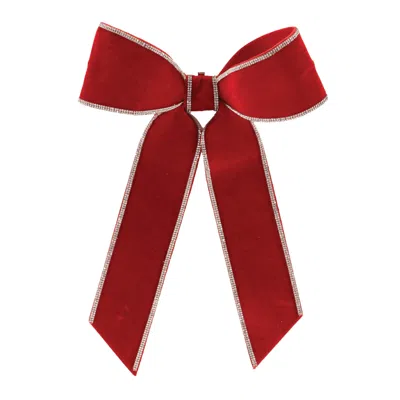 Melrose International Jeweled Holiday Bow (set Of 2) - Red, Silver