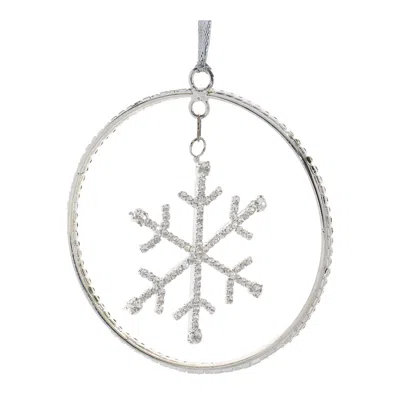 Melrose International Jeweled Metal Hanging Snowflake Ornament (set Of 12) - Silver
