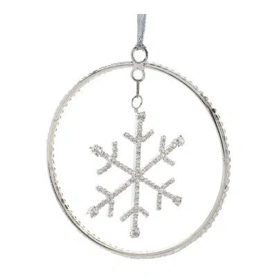 Melrose International Jeweled Metal Hanging Snowflake Ornament (set Of 12) In Silver