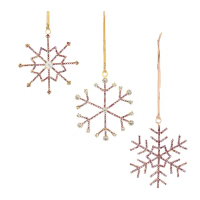 Melrose International Jeweled Metal Snowflake Ornament (set Of 12) - Red, Gold