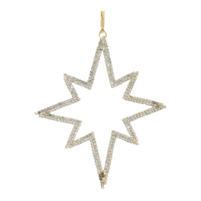 Melrose International Jeweled Metal Star Ornament (set Of 12) - Gold, Gray