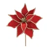 Melrose International Jeweled Poinsettia Flower Stem (set Of 2) - Red, Silver