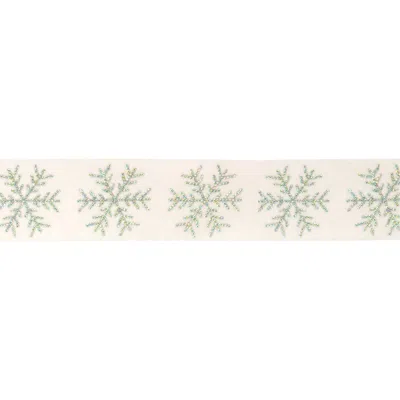 Melrose International Jeweled Snowflake Wired Ribbon 4" X 5 Yds. - White, Blue