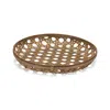 Melrose International Large Round Bamboo Wooden Tray 22.25"d - Brown