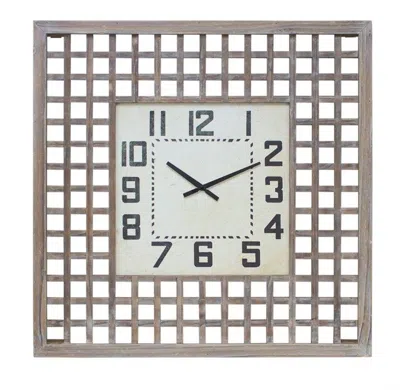 Melrose International Lattice Wood Wall Clock 29.5"sq - Beige