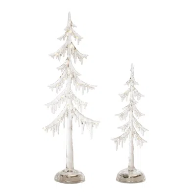Melrose International Led Acrylic Dripping Pine Tree (set Of 2) - Clear