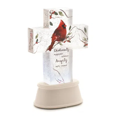 Melrose International Led Cardinal Bird Sentiment Cross 8.5"h - Red, White
