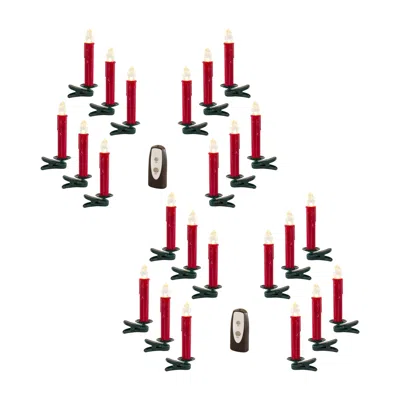 Melrose International Led Clip On Taper Candle With Remote (set Of 24) - Red, Green