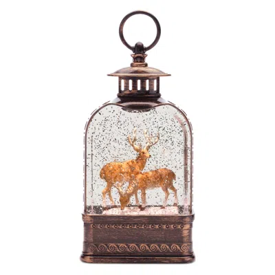 Melrose International Led Deer Couple Snow Globe 11"h - Brown, White