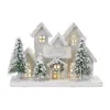 Melrose International Led Flocked Holiday Village Display 12.5"l - White, Green