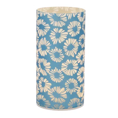 Melrose International Led Floral Frosted Glass Luminary - Blue, White