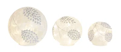 Melrose International Led Frosted Silver Pinecone Orb (set Of 3) - White, Silver