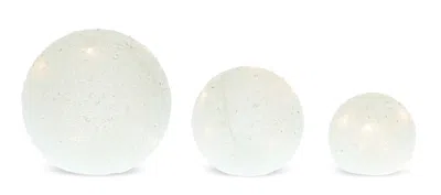 Melrose International Led Frosted Snowball Globe (set Of 3) - White