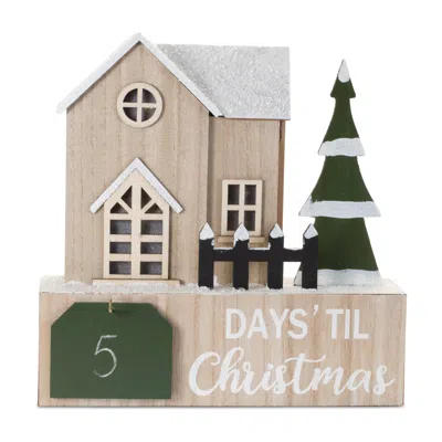Melrose International Led House Christmas Countdown 12"l - Beige, Green, White