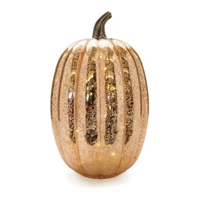 Melrose International Led Mercury Glass Pumpkin Decor (set Of 2) - Orange
