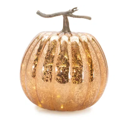 Melrose International Led Mercury Glass Pumpkin Decor (set Of 2) - Orange, Brown