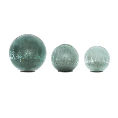 Melrose International Led Pine Tree Globe (set Of 3) - Green