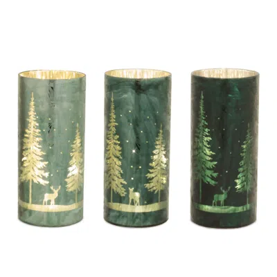 Melrose International Led Pine Tree Luminary (set Of 3) - Green