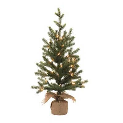 Melrose International Led Pine Tree With Burlap Base 27"h - Green, Brown
