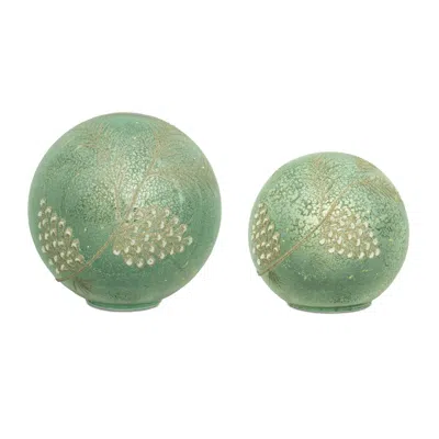 Melrose International Led Pinecone Globe (set Of 2) - Blue, Green, Silver