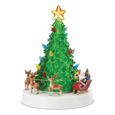 Melrose International Led Rotating Musical Santa's Sleigh Christmas Tree 11"h - Red, Brown